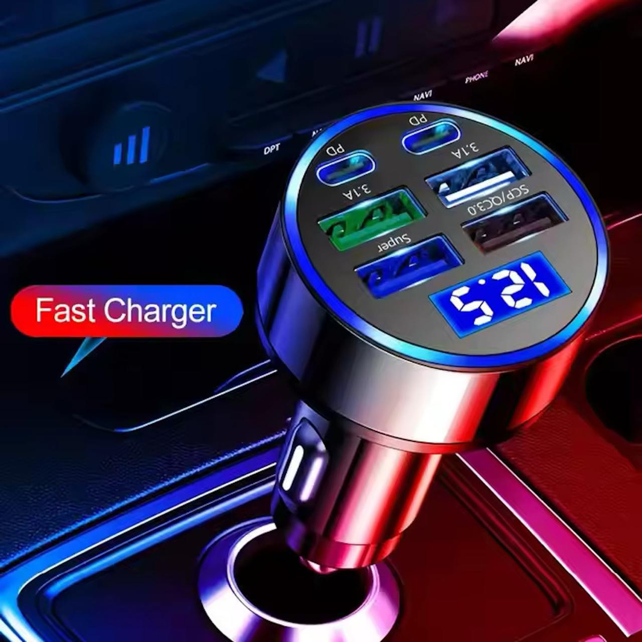 6 in 1 Battery Car Charger