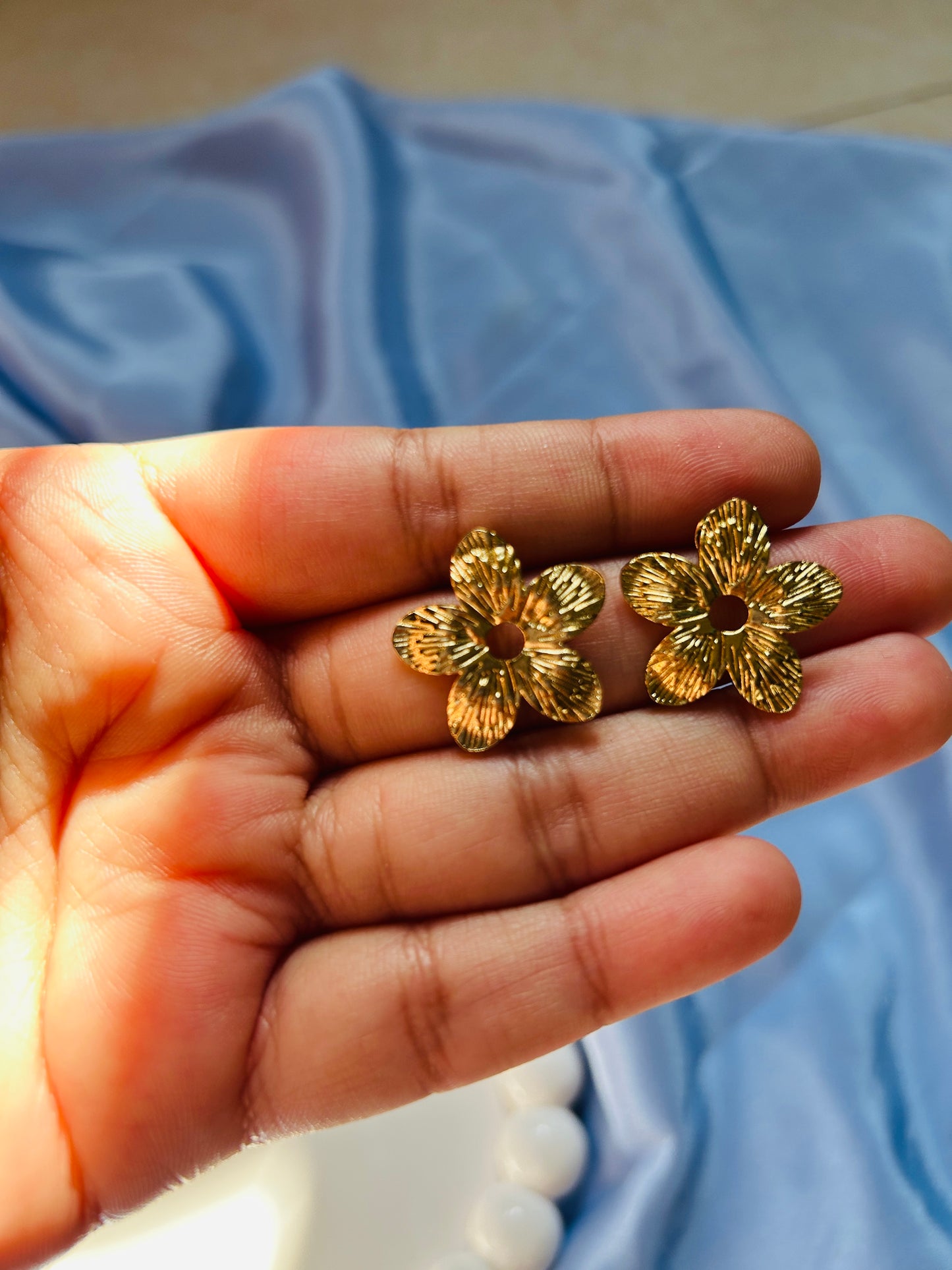 Golden Flowers Anti Tarnish Earrings