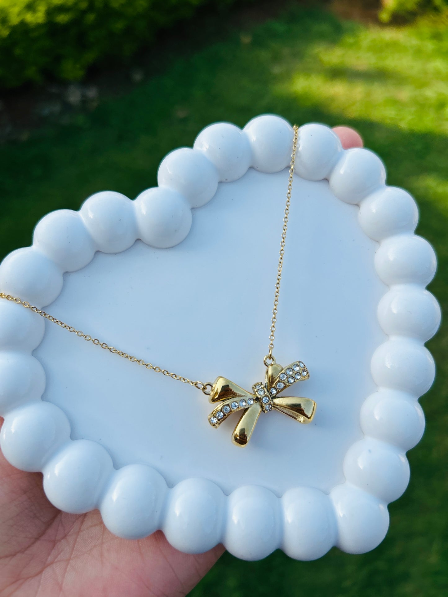 Diamond Bow Anti Tarnish Pendant