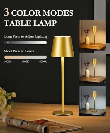 Rechargeable Golden Metal Table Lamp