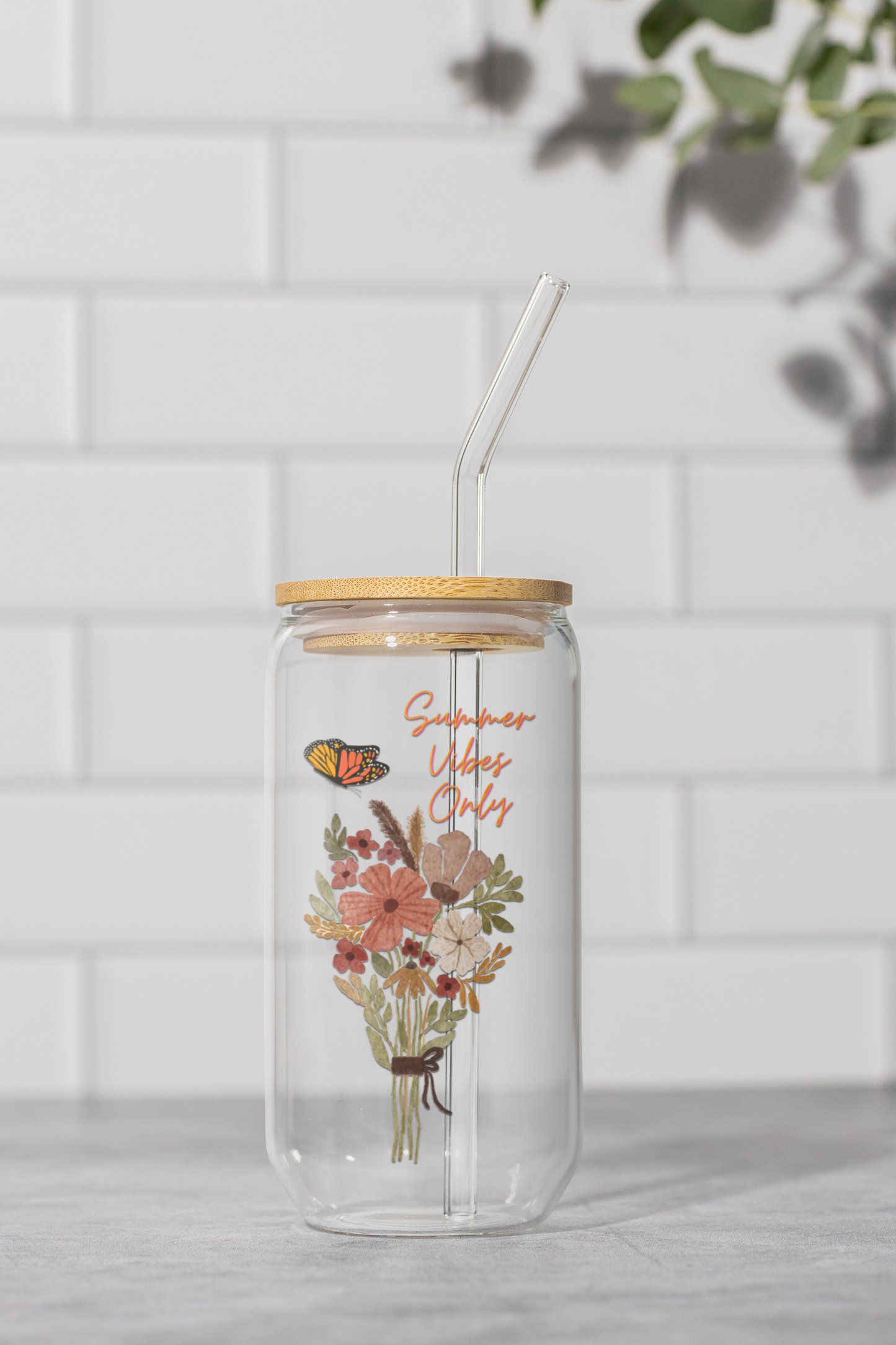 Summer Vibes Only Glass Can Tumbler