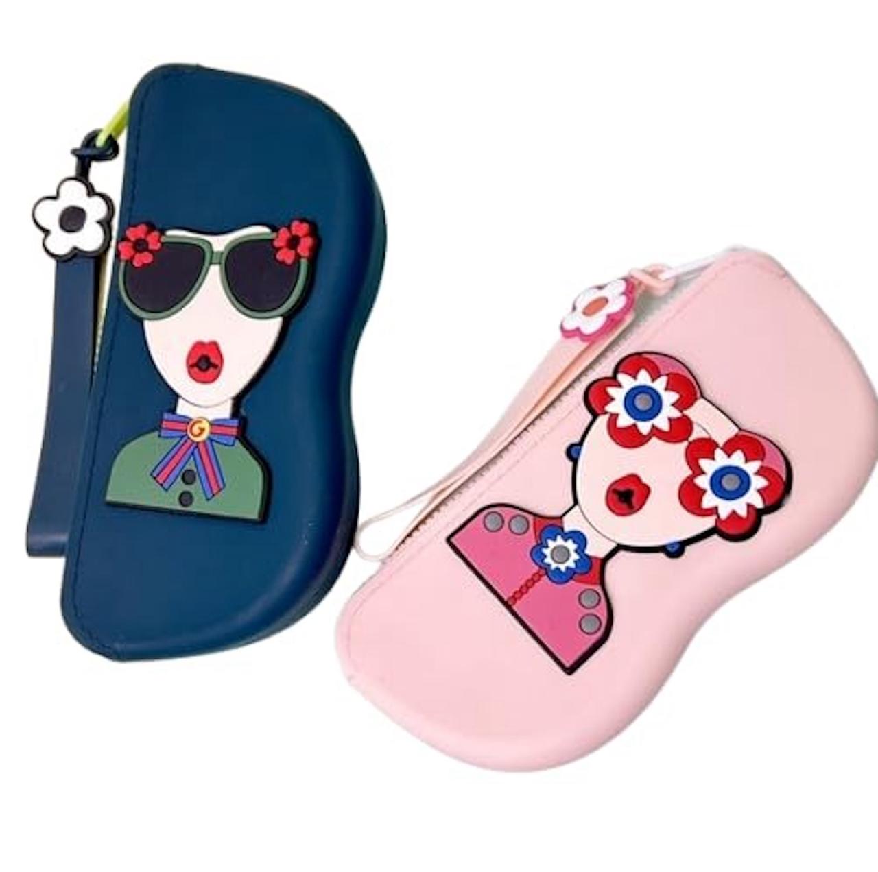 Cute Silicone Sunglass Case with Zipper & Wrist Strap | Soft Protective Glasses Holder |