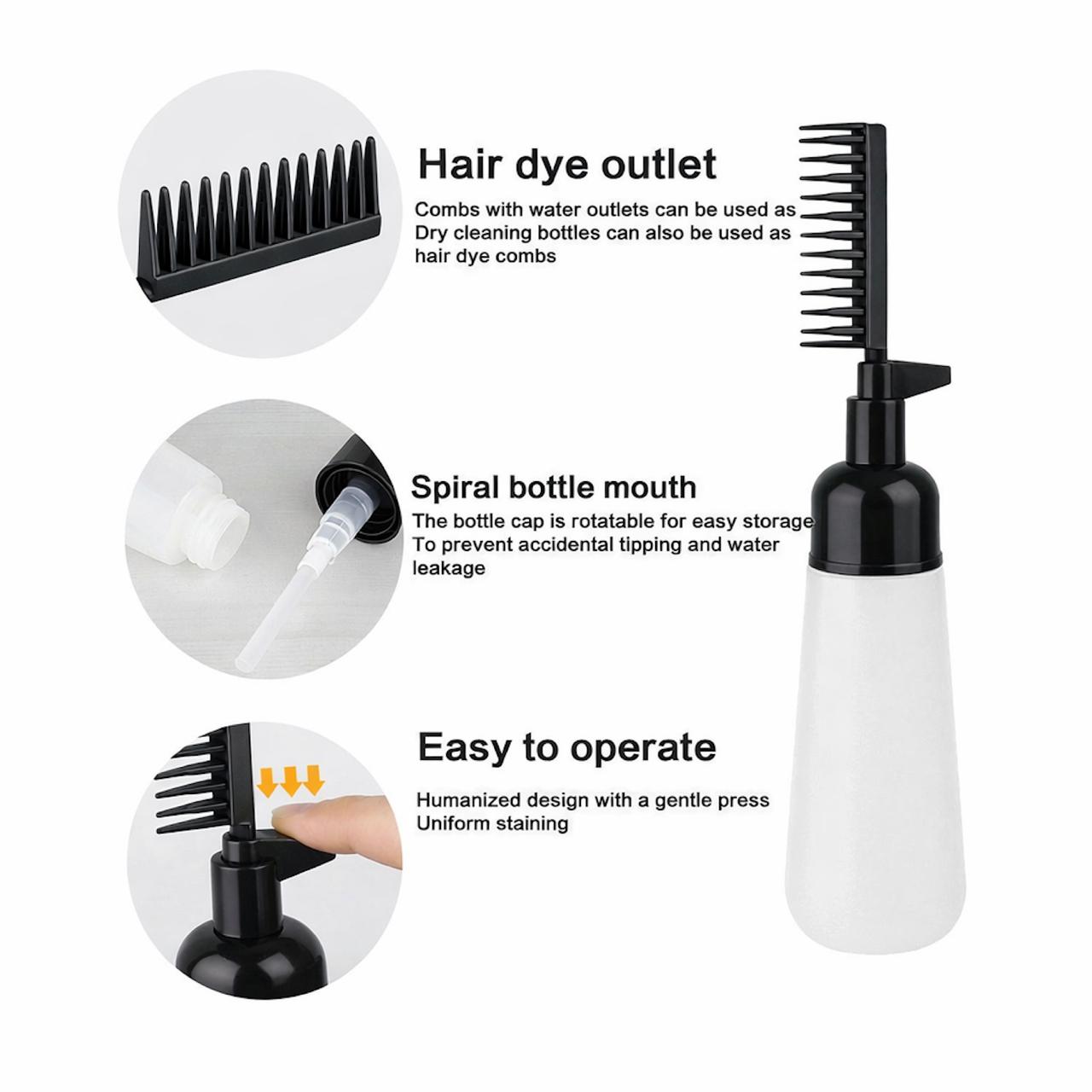 Root Comb Hair Dye Applicator Bottle | 2 in 1 Hair Oil Applicator Bottle Root Comb | 2 in 1 Hair Oil Applicator with Applicator Comb for Hair Dyeing