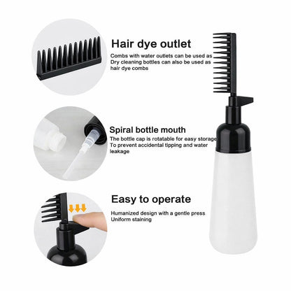 Root Comb Hair Dye Applicator Bottle | 2 in 1 Hair Oil Applicator Bottle Root Comb | 2 in 1 Hair Oil Applicator with Applicator Comb for Hair Dyeing