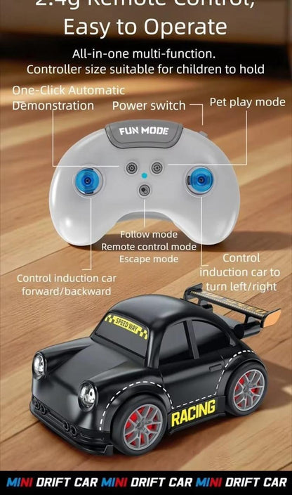 Mini RC Drift Car | Remote Control Racing Car | 360° Rotation Car | 4x4 Car | Remote Control RC Drift Racing Car | Intelligent Motion Sensore with LED Lights Mini Dream Car | Follow Me & Escape Mode Fall Resistant Car |