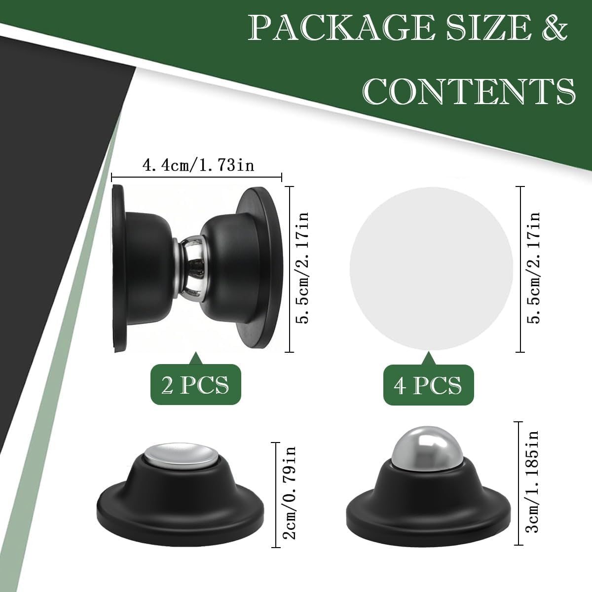 Heavy Duty Magnetic Door Stopper Kit | No Drill Wall & Floor Mount | Adjustable Silicone Door Stopper Set | Windproof, Anti-Collision & Wall Protector for Home & Office | Black (Pack of 1)