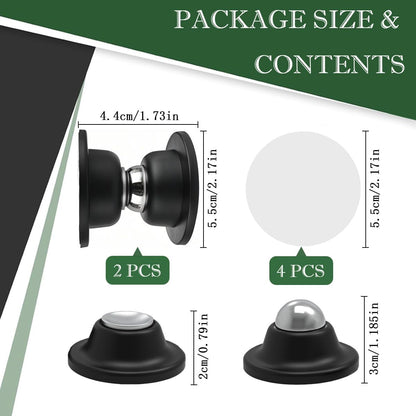 Heavy Duty Magnetic Door Stopper Kit | No Drill Wall & Floor Mount | Adjustable Silicone Door Stopper Set | Windproof, Anti-Collision & Wall Protector for Home & Office | Black (Pack of 1)