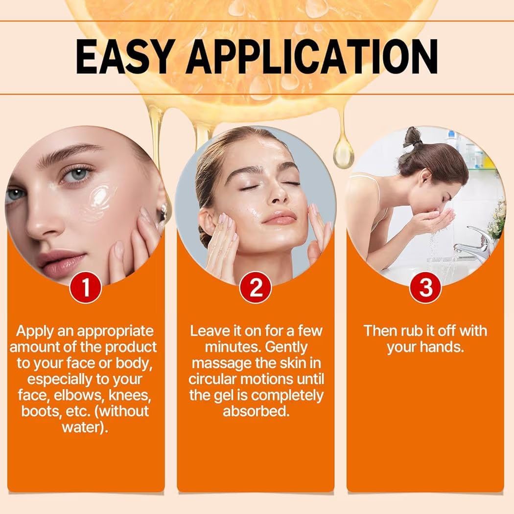 Orange Enzymes Exfoliating Gel | Orange Exfoliating Gel for Face & Body | Deep Cleansing Moisturizing Facial Exfoliator | Dead Skin Remover Gel | Brightening & Pore Cleansing Scrub