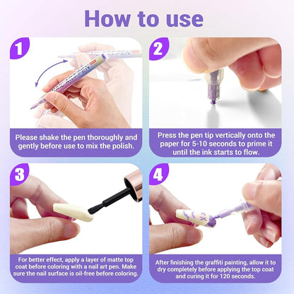 Professional Nail Art Markers Set (12 Colors) – Easy Nail Design Pens