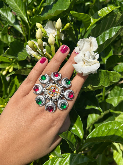 Oxidised Rainbow Cocktail Ring