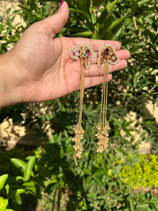 Meenakari Sparrow Ghungroo Earrings