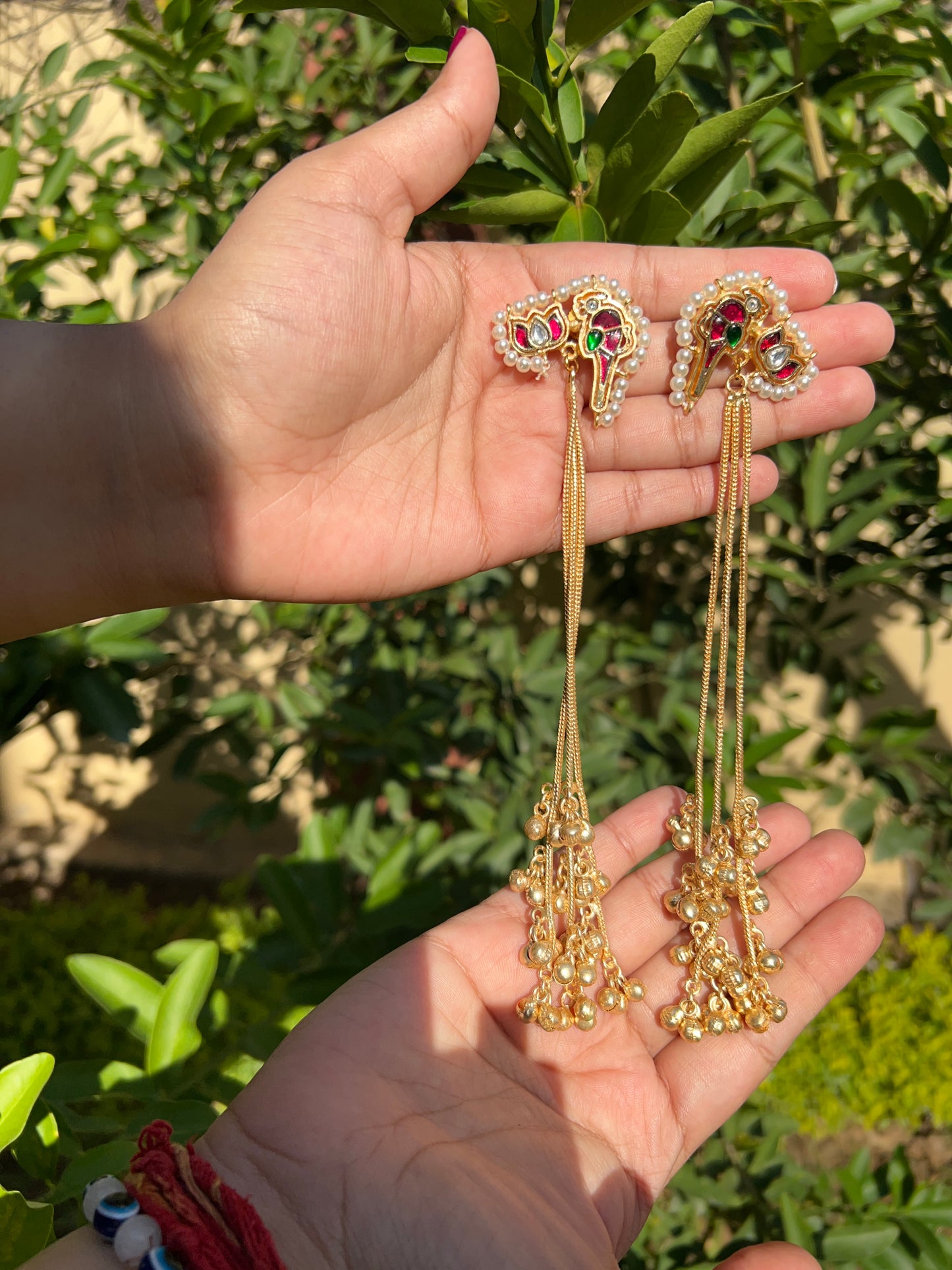 Meenakari Sparrow Ghungroo Earrings