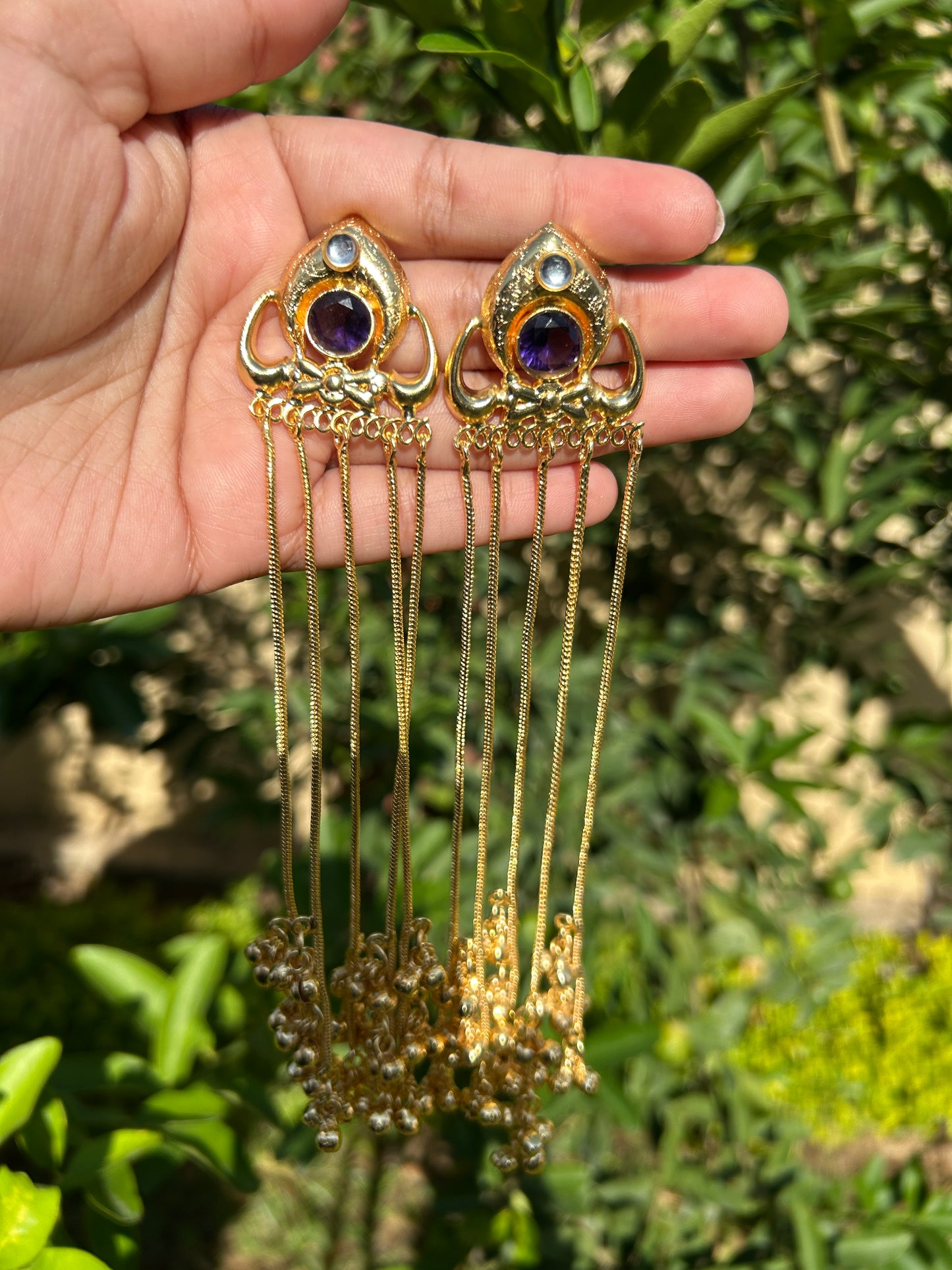 Emerald Kashmiri Ghungroo Earrings