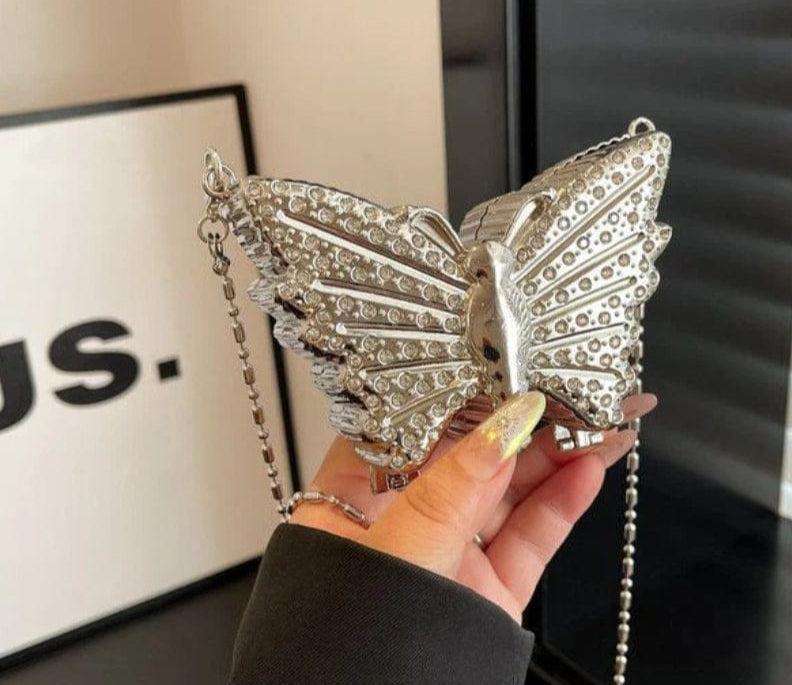 Butterfly Studs Metal Clutch Silver