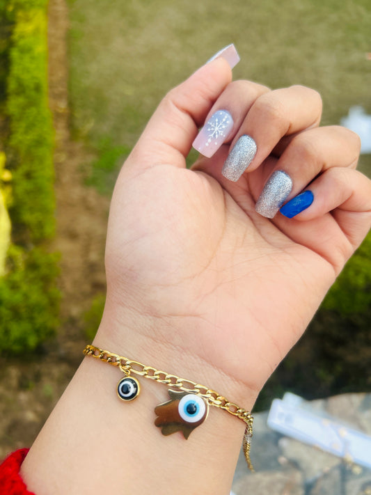 Anti Tarnish Evil eye Hamsa Charm Chain Bracelete