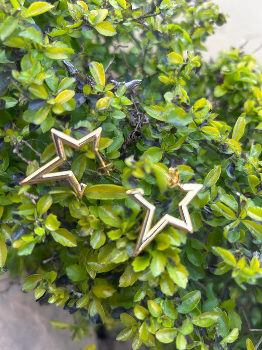 Anti Tarnish Golden Star Hoops