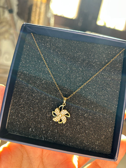 Rotating Flower Anti Tarnish Premium Pendant