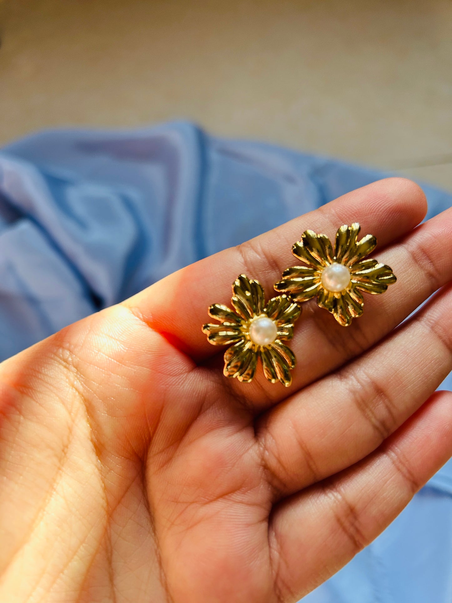 Pearl Flower Anti Tarnish Earrings