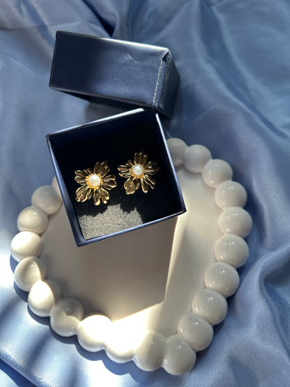 Golden Flower Anti Tarnish Earrings