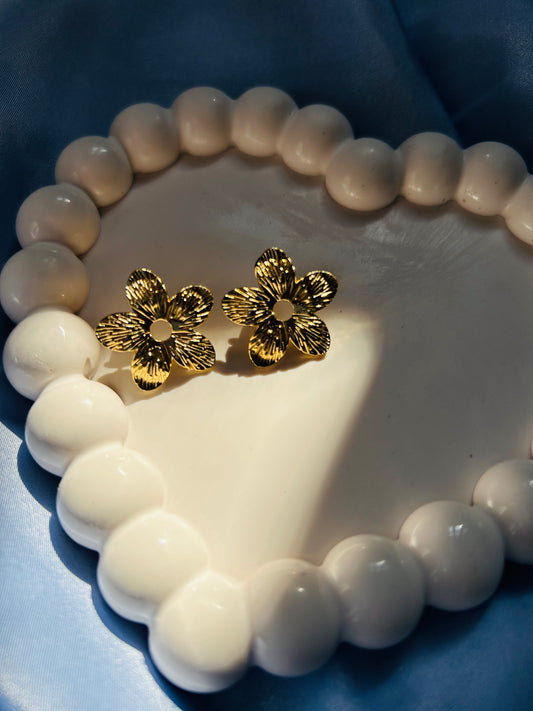 Golden Flowers Anti Tarnish Earrings