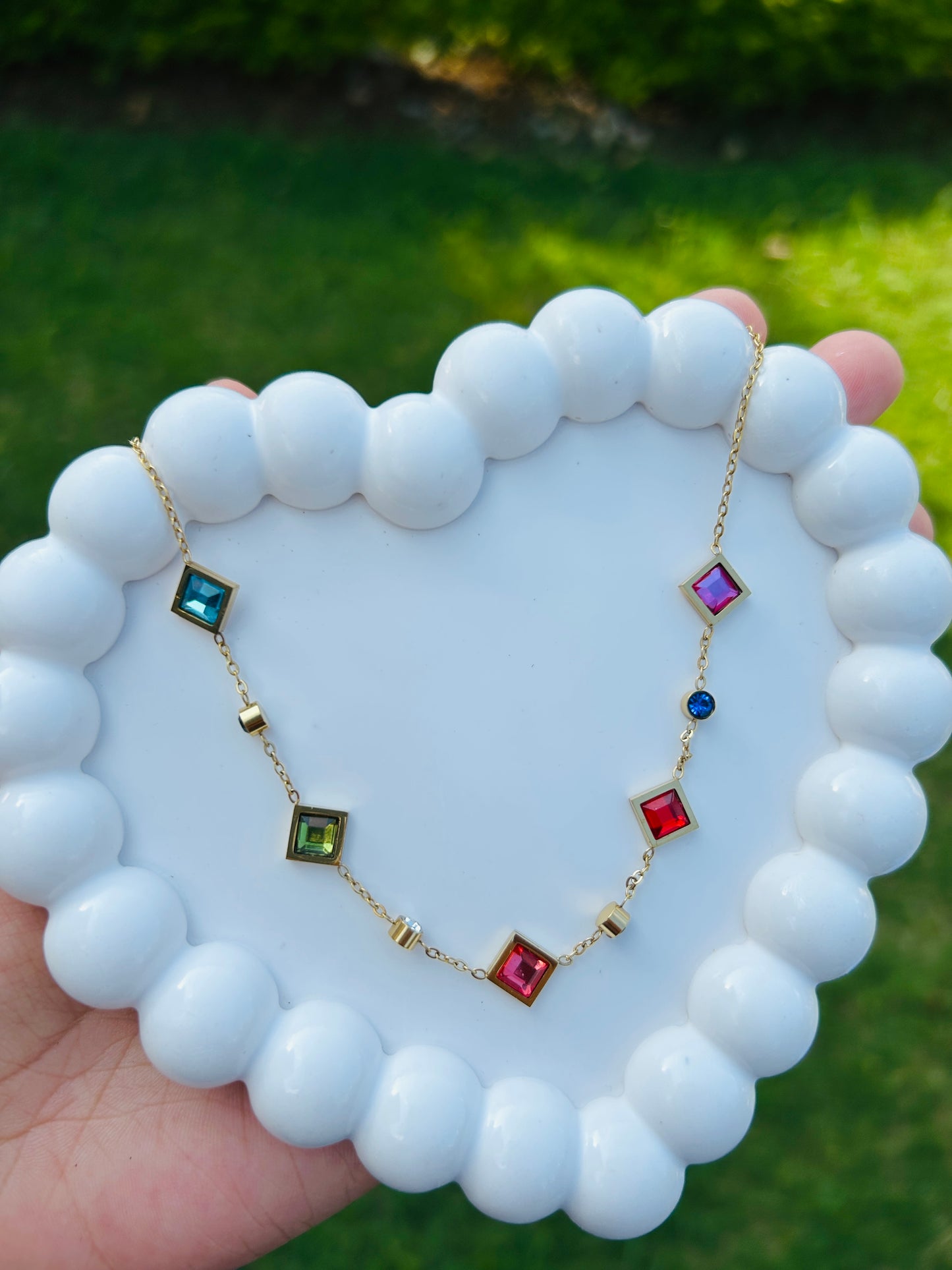 Multicolour Squary Anti Tarnish NeckChain
