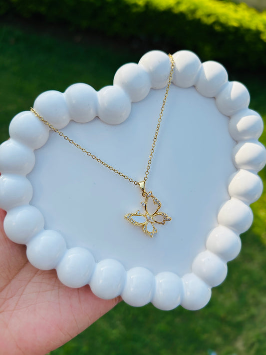 White butterfly Anti Tarnish Pendant