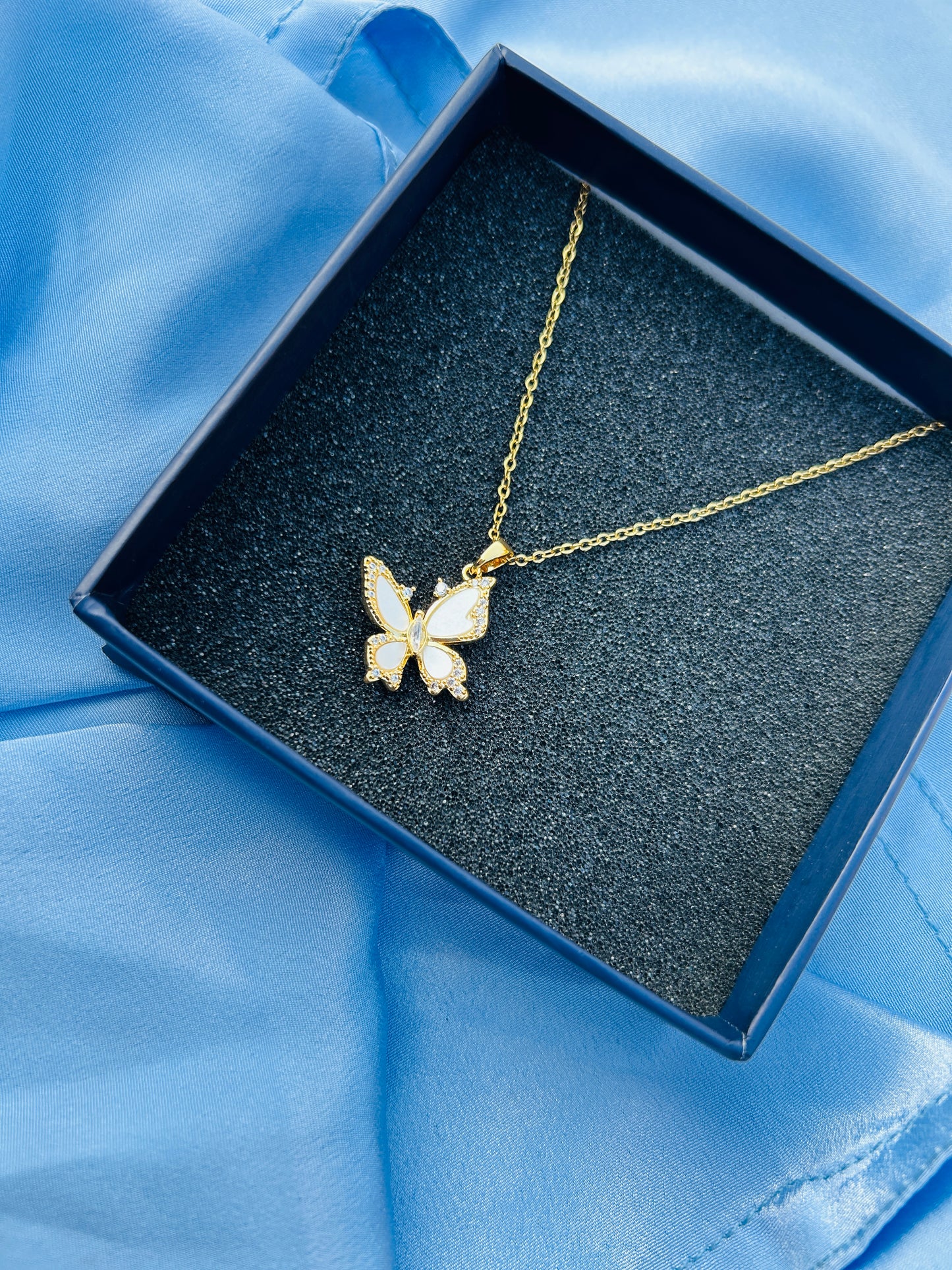 White butterfly Anti Tarnish Pendant