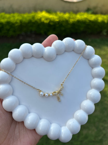 Pearl Bow Anti Tarnish Pendant