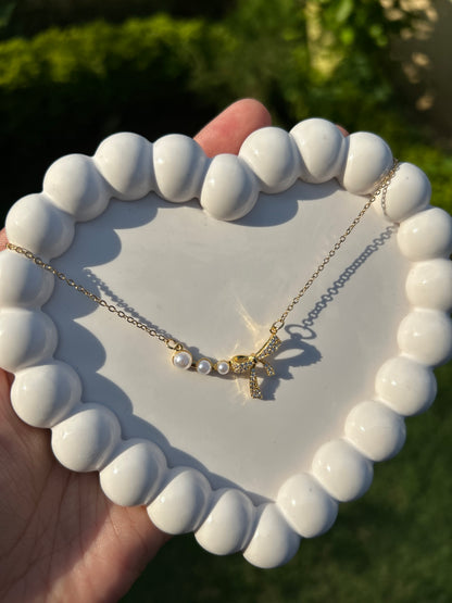 Pearl Bow Anti Tarnish Pendant