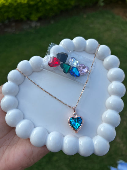 Multicolour Changeable Hearts Rosegold Pendant