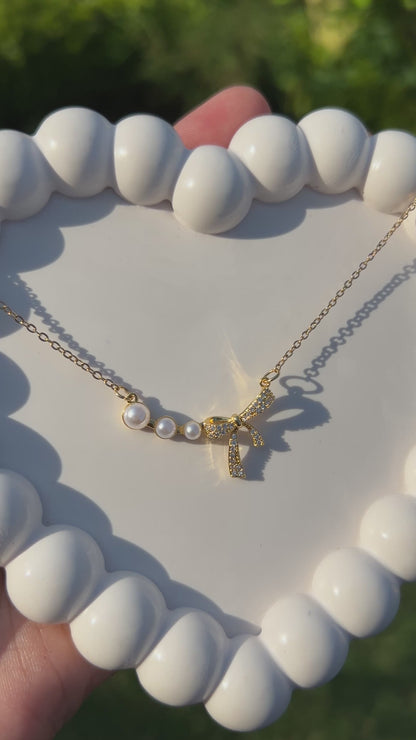Pearl Bow Anti Tarnish Pendant