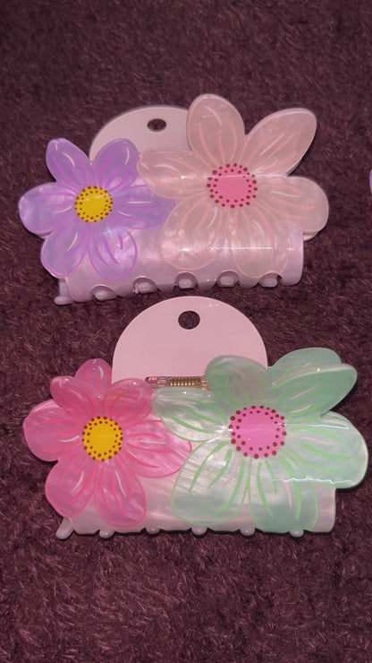 Korean Dual Flower Claw Clip