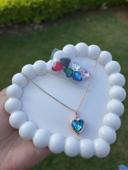 Multicolour Changeable Hearts Rosegold Pendant