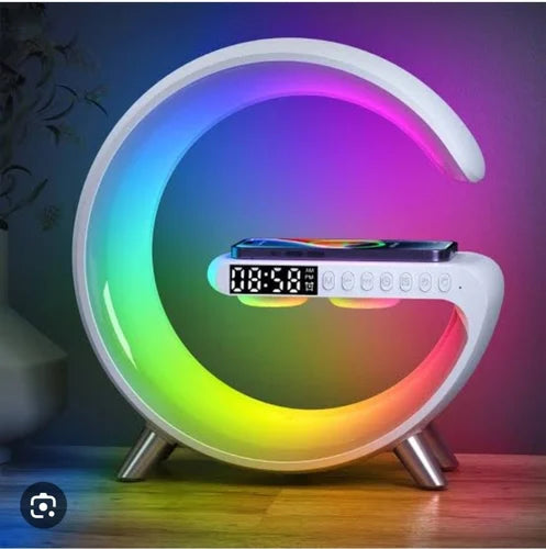 3 in 1 G Shape Bluetooth Speaker Wireless Charger with Multicolor Night Lamp